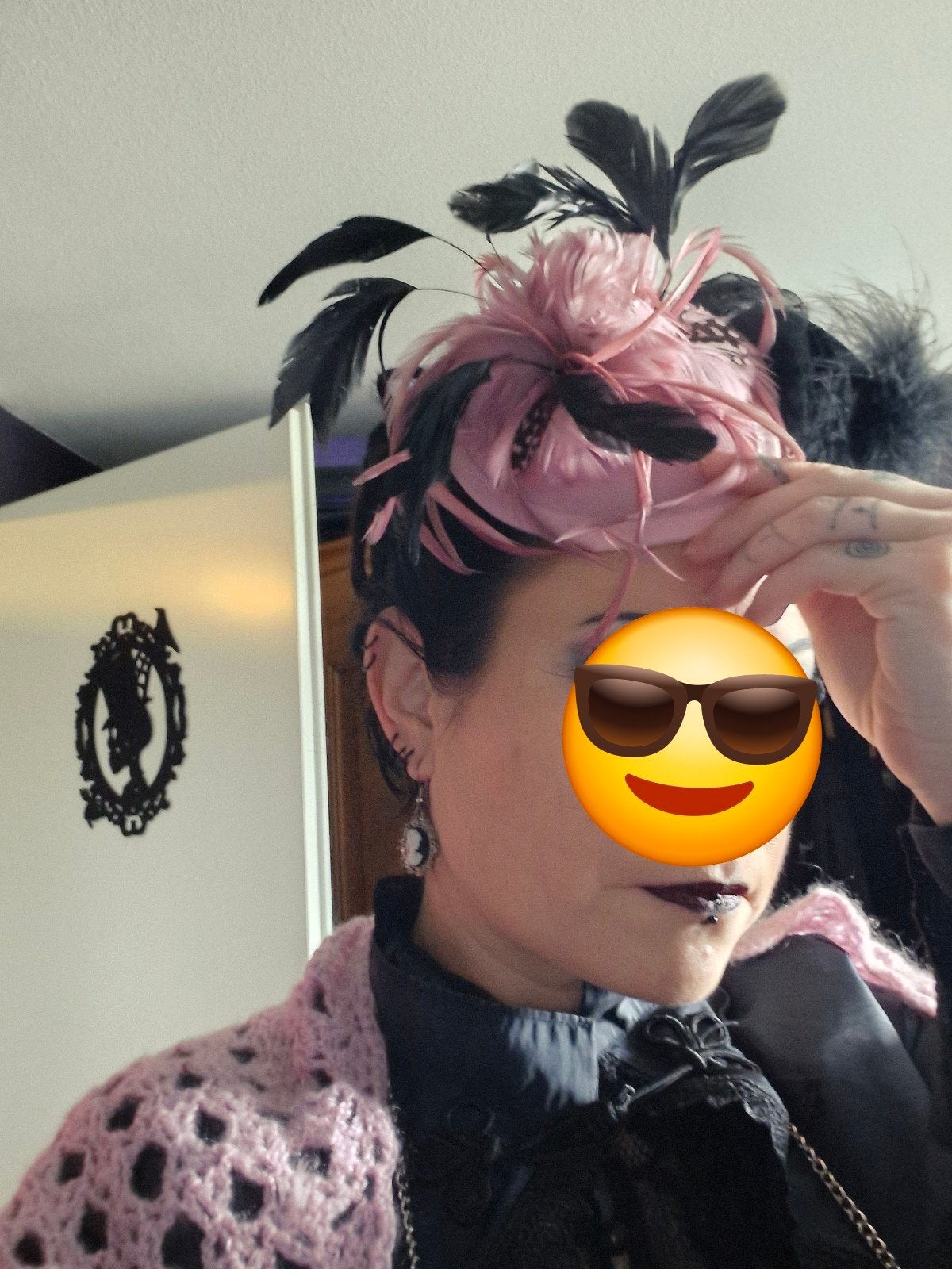 Victoriaanse accessoires oud roze mof+doek+clip, Ophalen of Verzenden, Handschoenen, Hoed of Pet