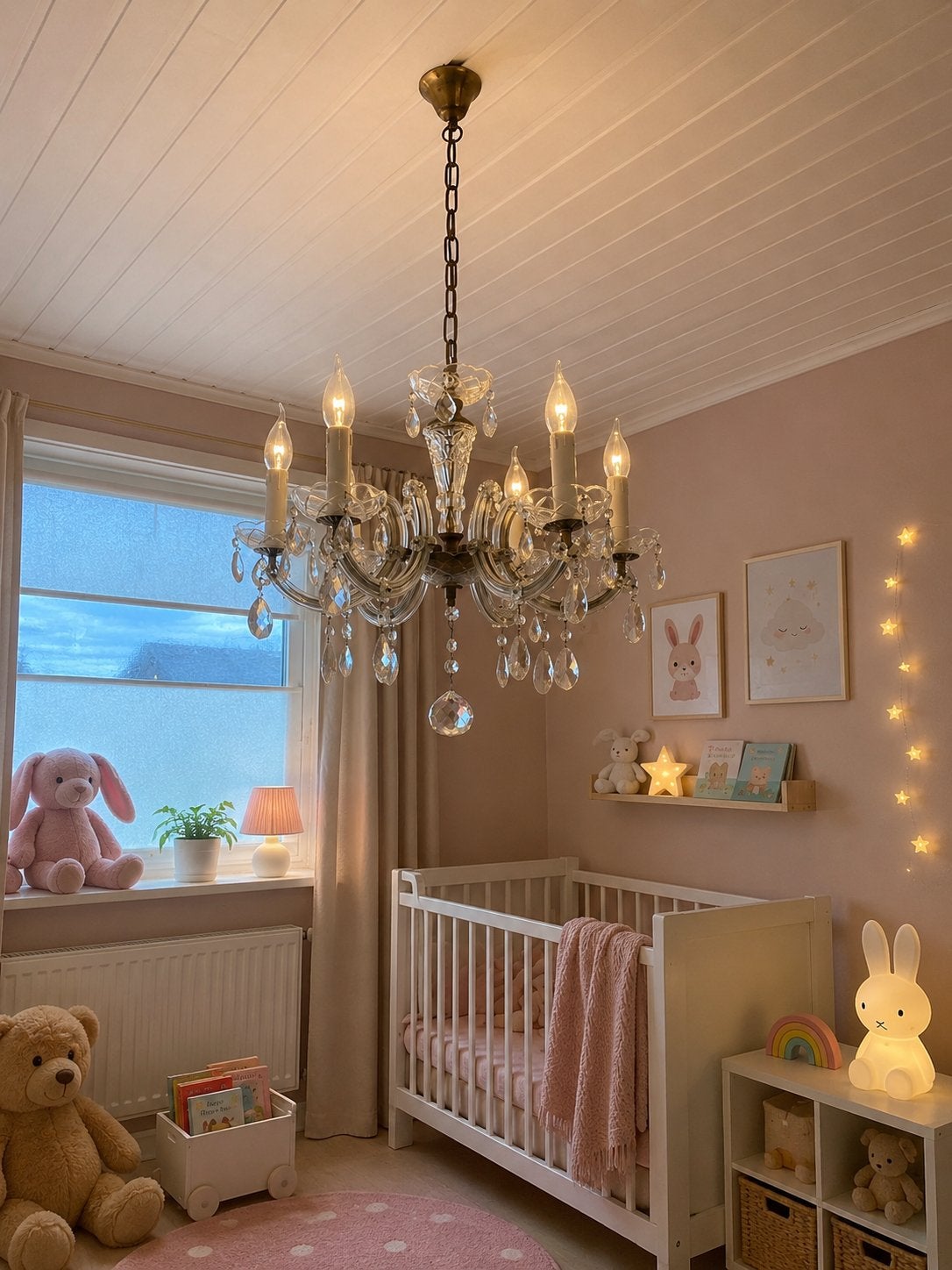 Klassieke kroonluchter eye catcher in je kamer!, Ophalen, Gebruikt, Glas