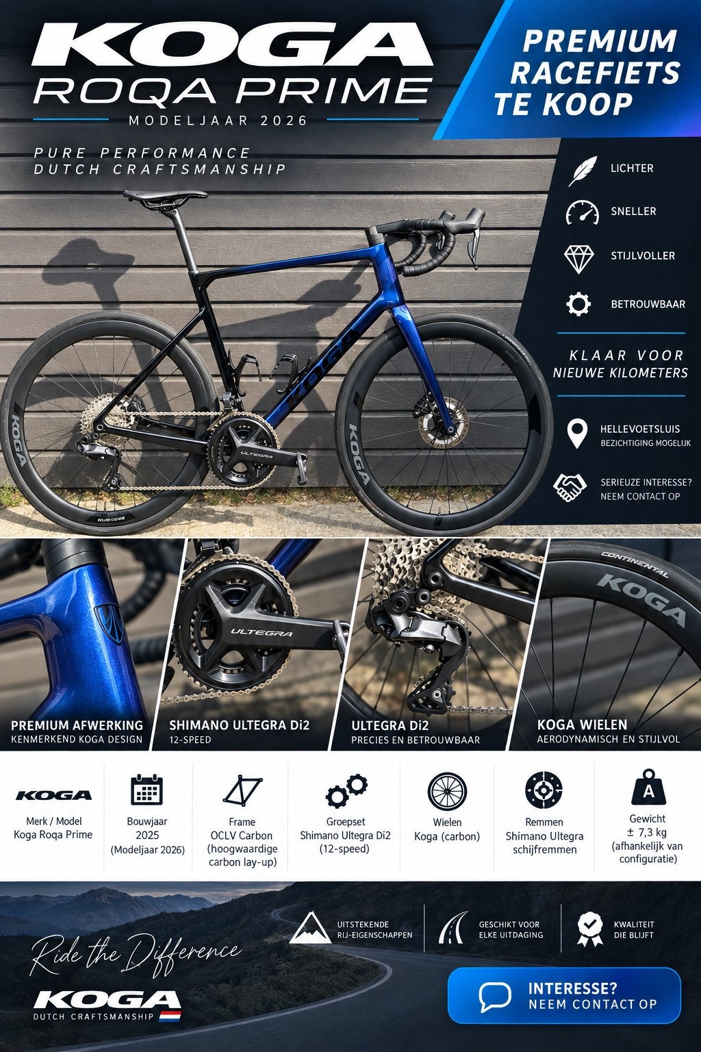 Koga Roqa Prime Ultegra racefiets, Ophalen, 28 inch, Carbon, Heren