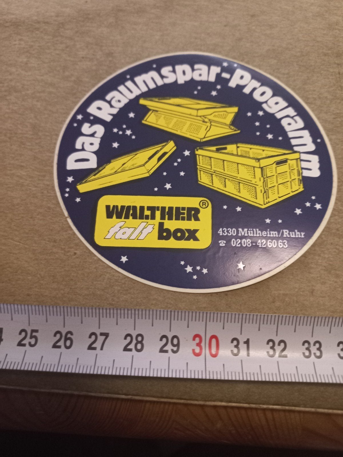 Vintage Walther Faltschachtel sticker - Ruimtebesparend, Ophalen of Verzenden, Gebruikt