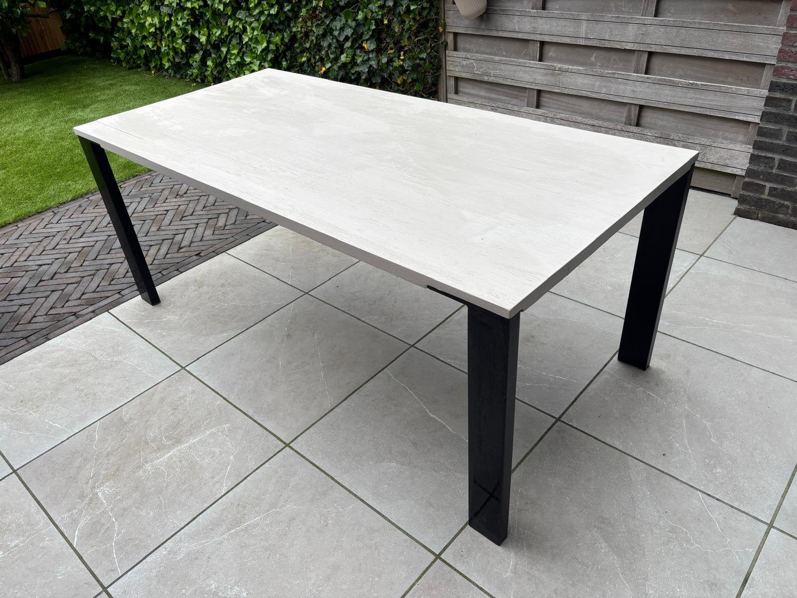 Xooon tafel 190x90 krijt met zwarte poten, Tuin en Terras, Ophalen, Gebruikt, Rechthoekig, Hout