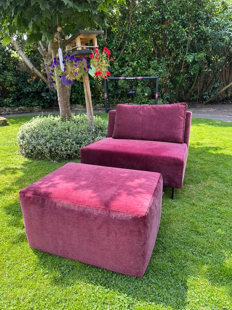 Fauteuil stoel met hocker, Ophalen, Zo goed als nieuw, Eén