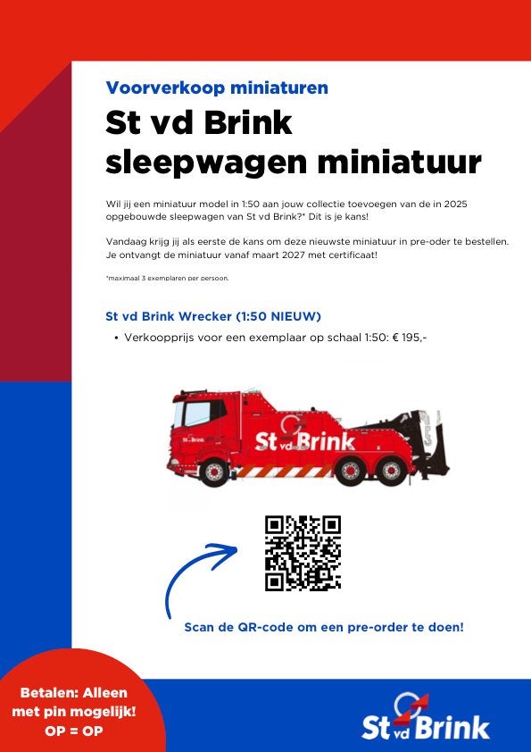Pre-order: St vd Brink DAF XF wrecker 1:50, St vd Brink, Nieuw, Tolweg 15 Ermelo, Ophalen of Verzenden