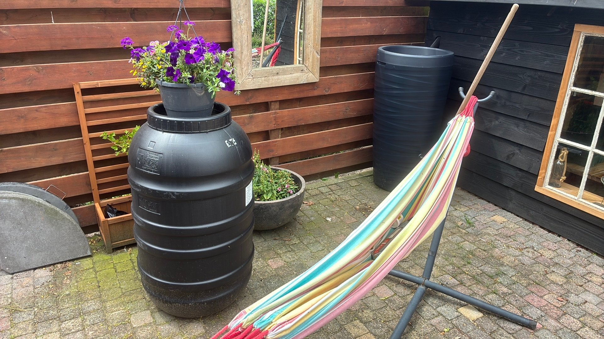 Mooie grote regenton., Tuin en Terras, 150 liter of meer, Ophalen, Gebruikt, Kunststof