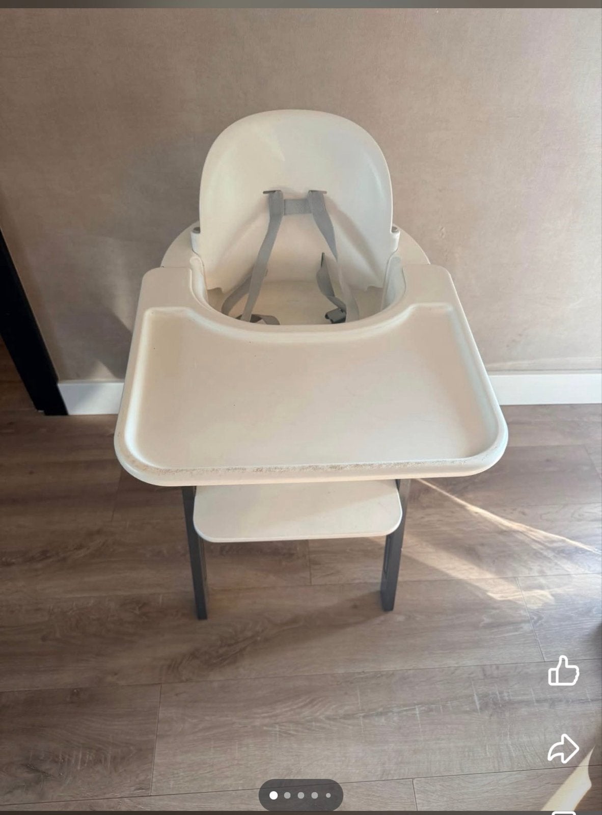 Stokke stepps  kinderstoel met eetblad en gordel, Ophalen, Gebruikt, Meegroeistoel, Afneembaar eetblad