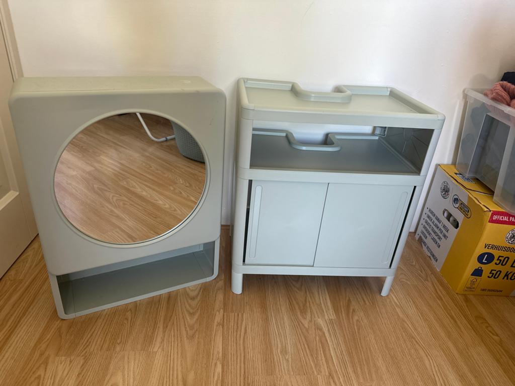 IKEA Badkamermeubelset: Kast met spiegel en opbergkast, Ophalen, Gebruikt