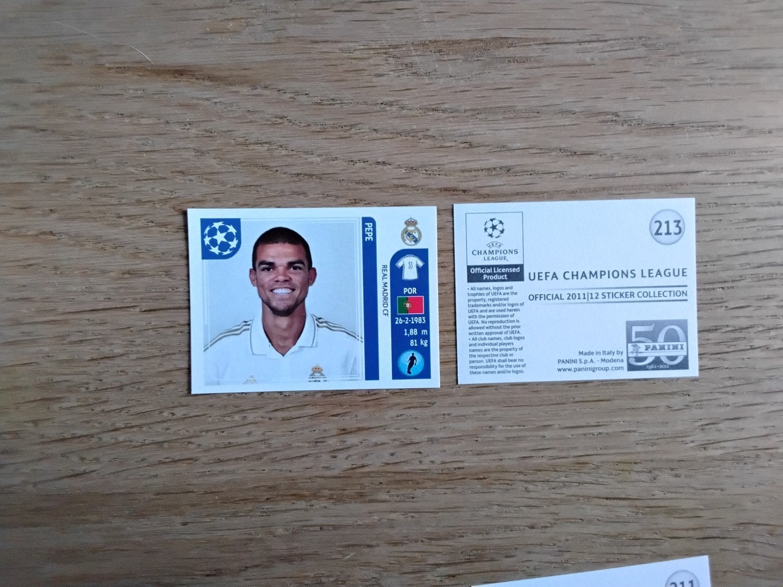 Panini Champions League 2011/2012 Sticker Pepe Real Madrid, Ophalen of Verzenden, Zo goed als nieuw, Buitenlandse clubs, Poster, Plaatje of Sticker
