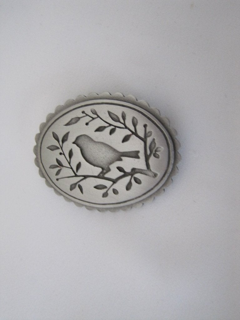 Broche vogel op tak/ JJ, Verzenden, Zo goed als nieuw, Zilver, Overige materialen