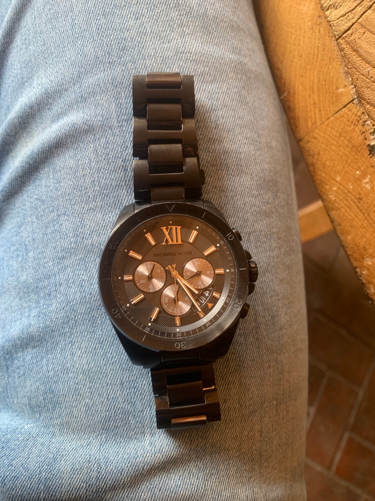 Michael Kors Heren Chronograaf Horloge MK-8333 Zwart, Gebruikt, Staal, Polshorloge, Ophalen