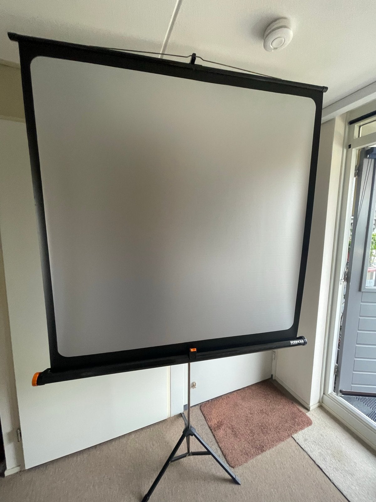 Projectiescherm op statief - Handmatig oprolbaar, Audio, Tv en Foto, Projectieschermen, Ophalen, Handmatig, Gebruikt