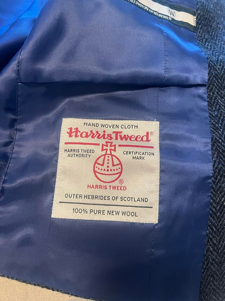 Wellington Harris Tweed Gilet - Blauw Herringbone - Maat 50, Kleding | Heren, Bodywarmers, Ophalen of Verzenden, Zo goed als nieuw