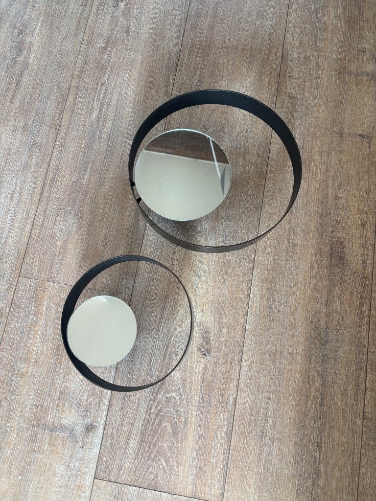 Set van 2 decoratieve spiegels - Zwart metaal