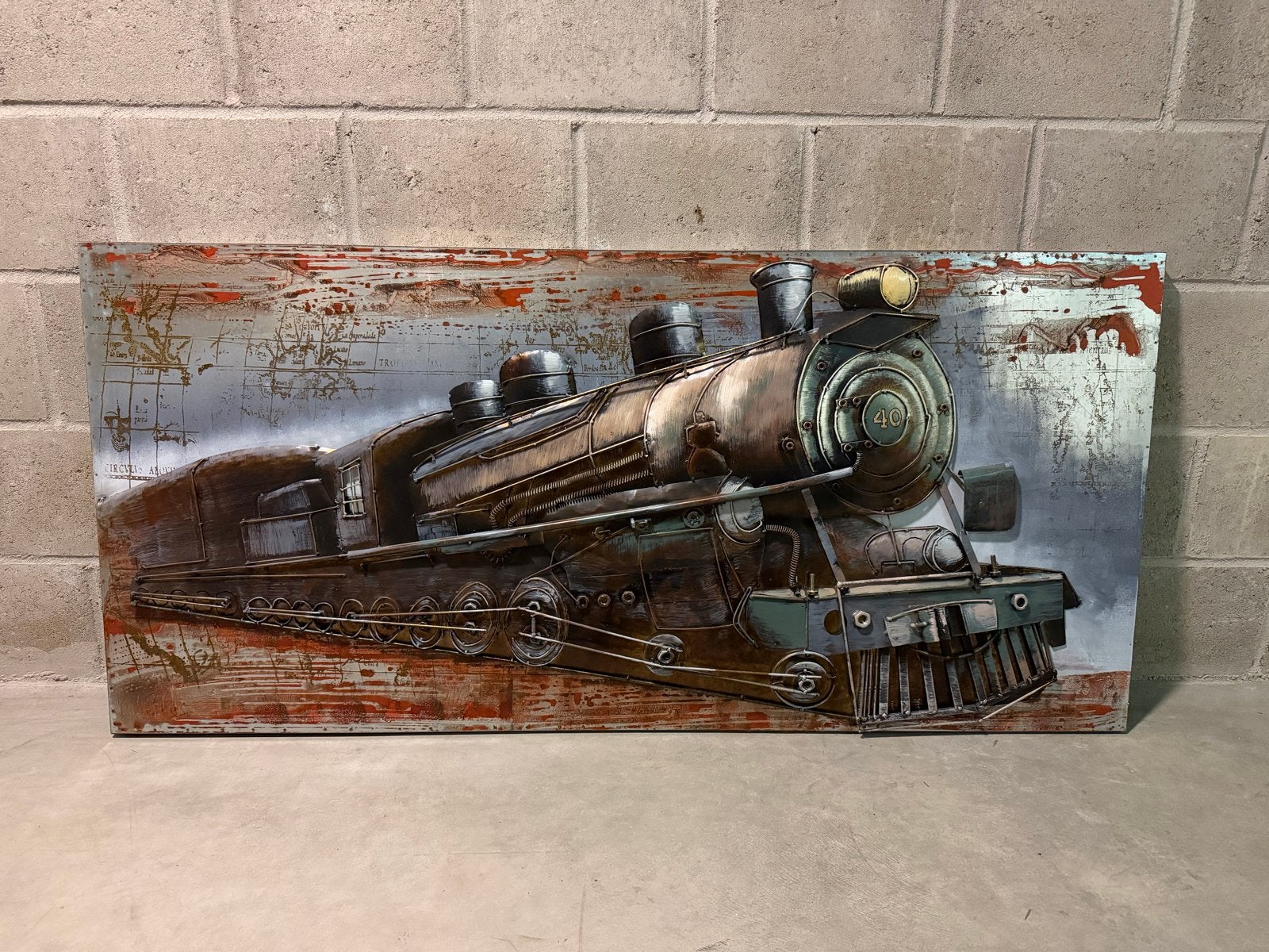 3D Wanddecoratie Stoomlocomotief, Ophalen, Metaal, Wandsculptuur, Industrieel