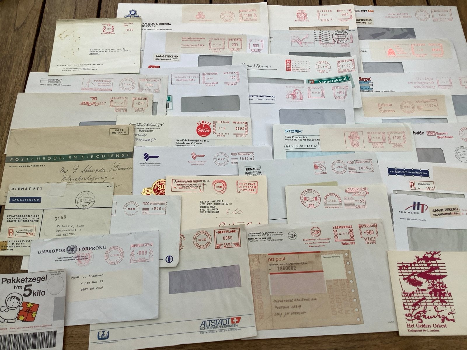 37 enveloppen en brieven aantekenstroken en frankeerstempels, Ophalen of Verzenden, Brief