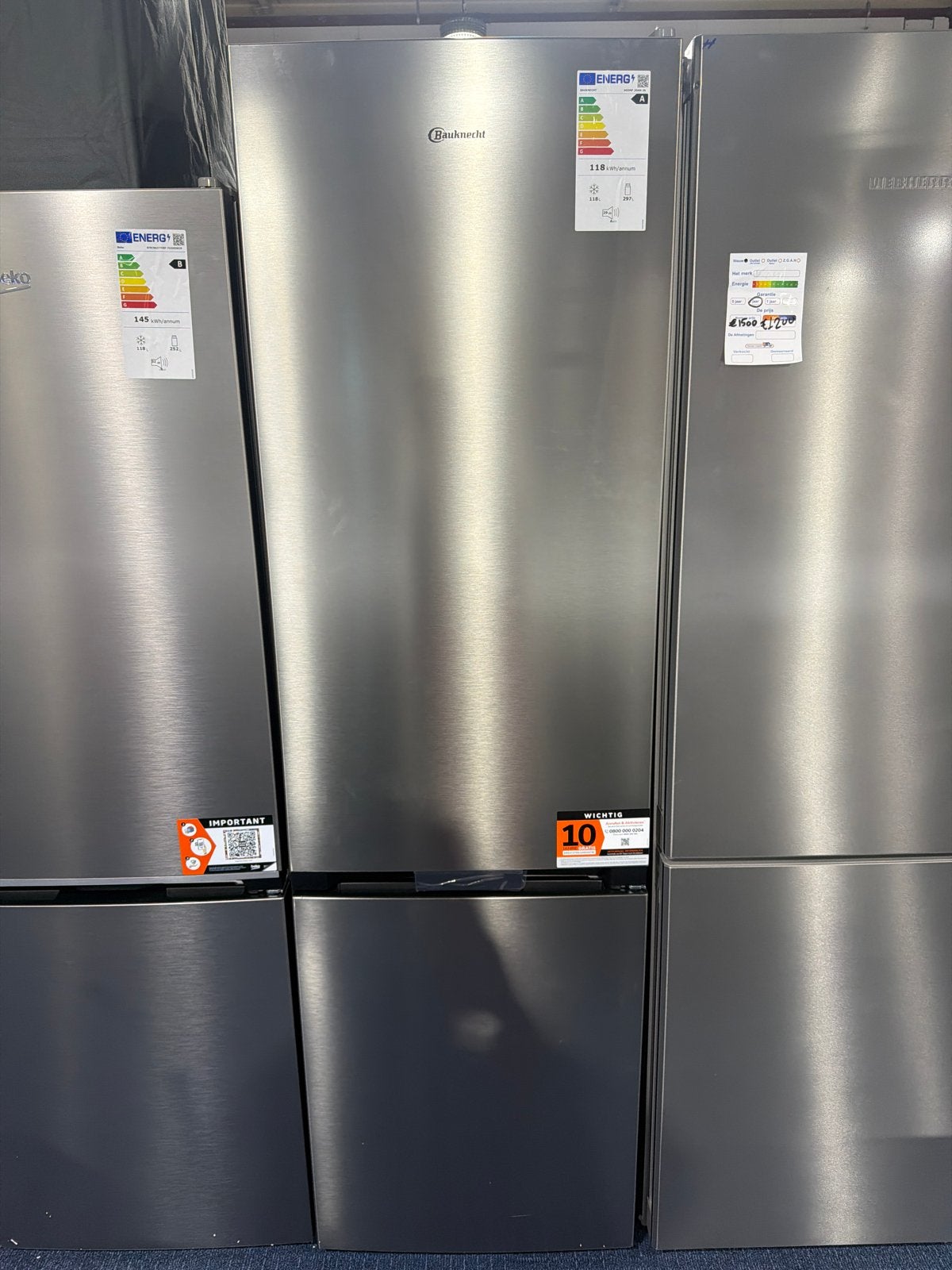 Koel-vriescombinatie 2.03m hoog, Energieklasse A, Gebruikt, Met aparte vriezer, Energieklasse A of zuiniger, 160 cm of meer