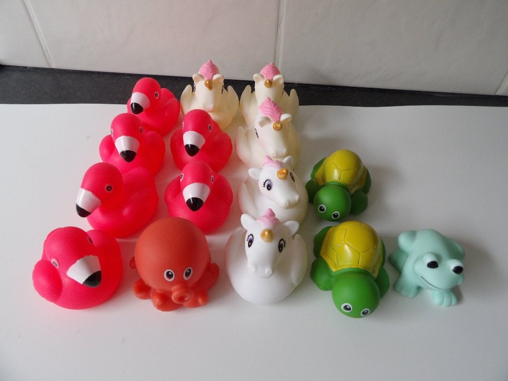 nieuw 14x badeendje (flamingo, unicorn, schildpad, kikker, o, Kinderen en Baby's, Speelgoed | Badspeelgoed, Ophalen of Verzenden
