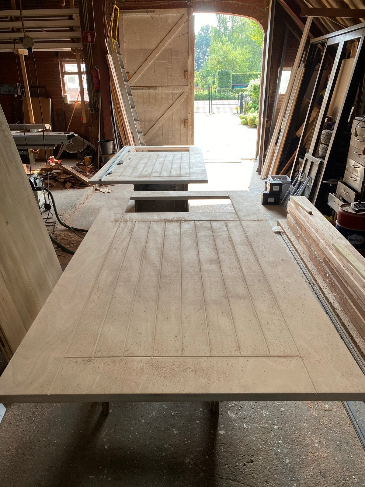 Houten Garagedeur met Glas, Ophalen of Verzenden, Gebruikt