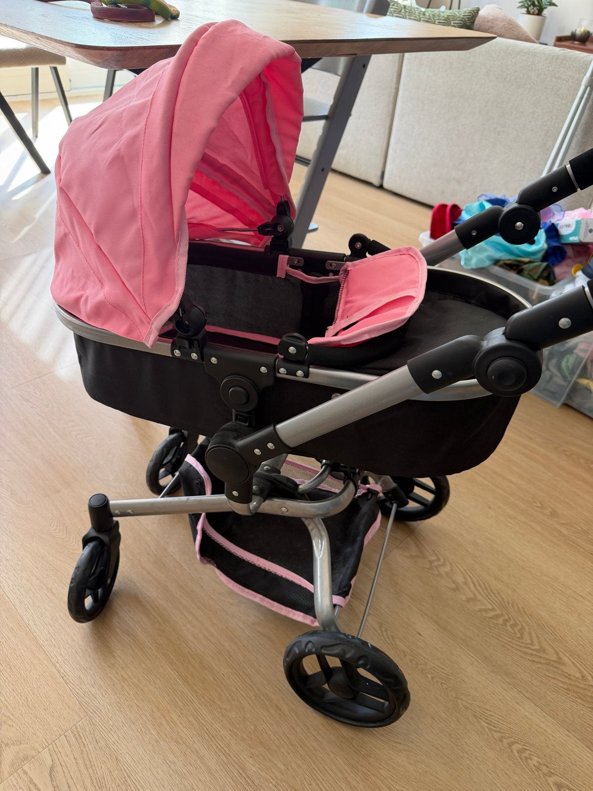 Roze poppenwagen met verstelbare duwstang, Kinderen en Baby's, Ophalen, Gebruikt, Overige typen