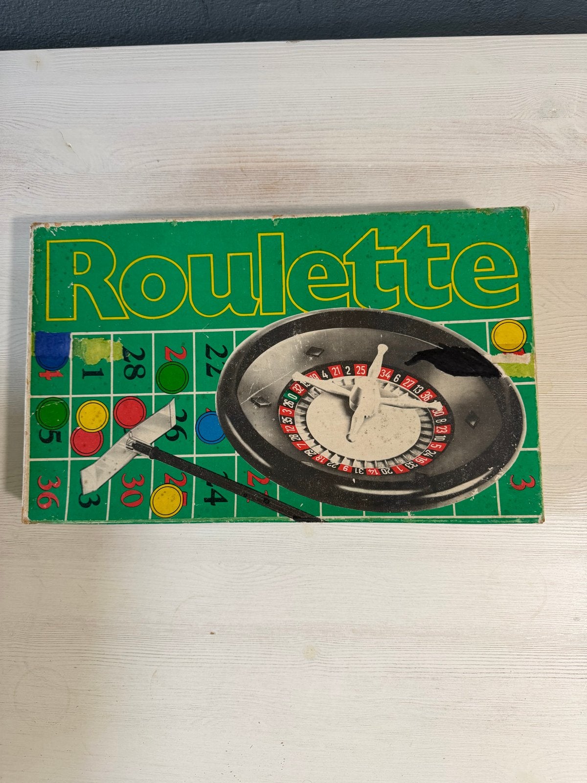 Vintage Roulette Spel met Plastic Speelmat, Hobby en Vrije tijd, Drie of vier spelers, Ophalen of Verzenden, Gebruikt