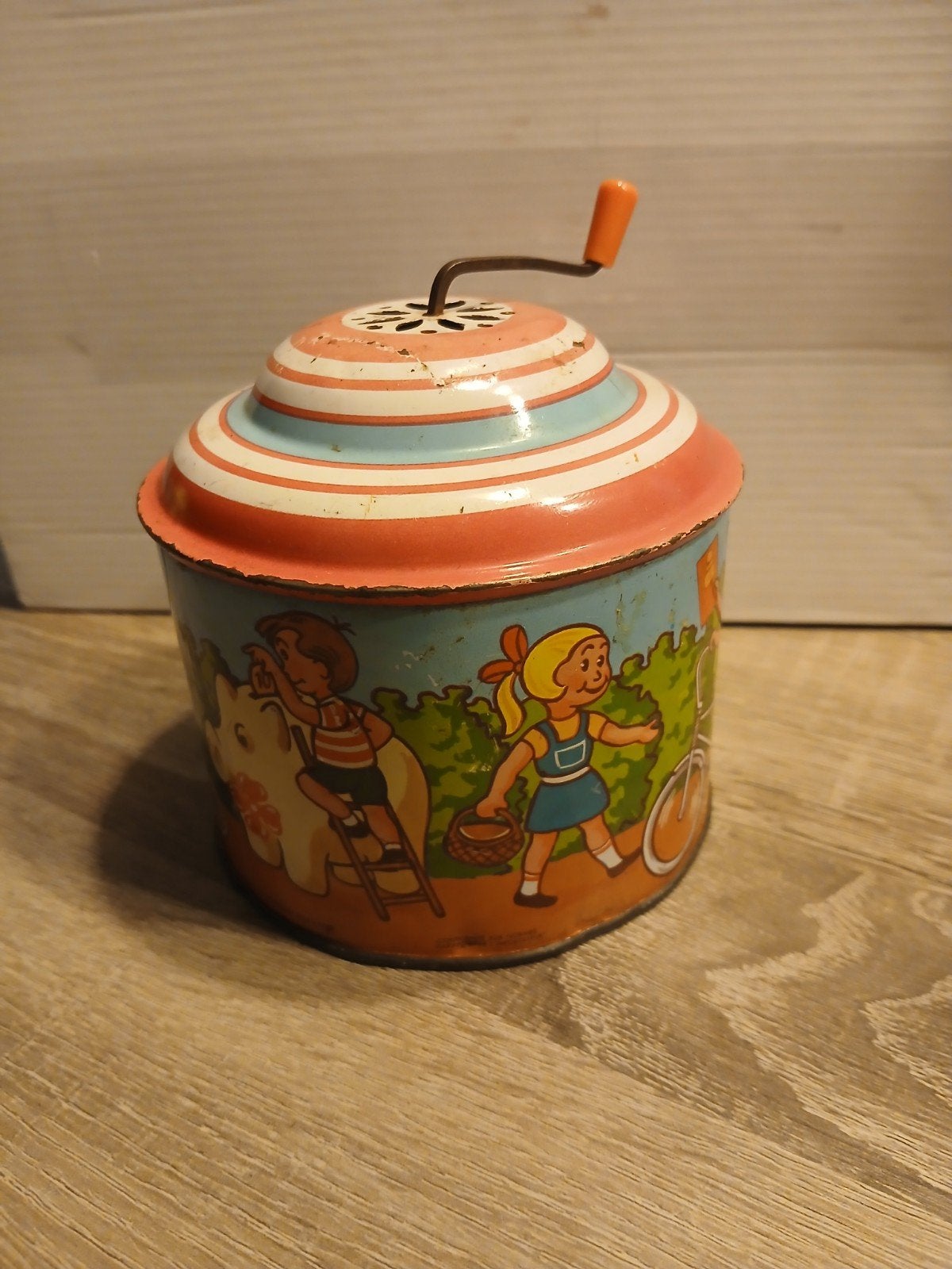 vintage blikken muziekdoos van rond 1950, Antiek en Kunst, Ophalen of Verzenden