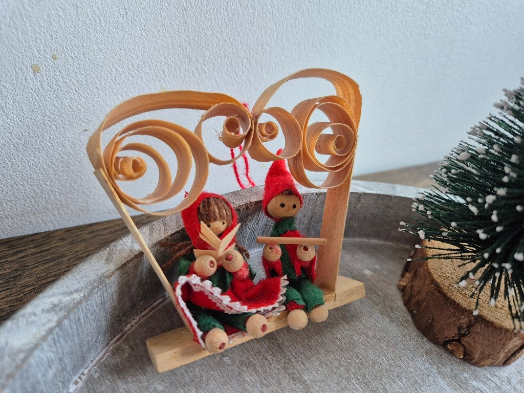 Vintage kersthanger duo op schommel, Diversen, Kerst, Gebruikt, Ophalen of Verzenden
