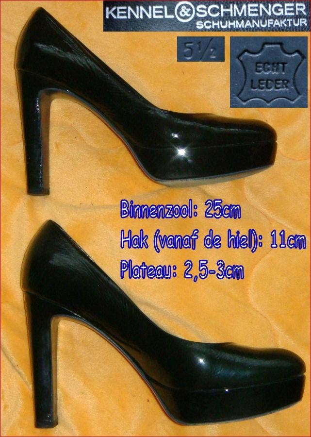 KENNEL & SCHMENGER mosgroene lak leren pumps maat 38,5, Pumps, KENNEL & SCHMENGER, Ophalen of Verzenden, Zo goed als nieuw