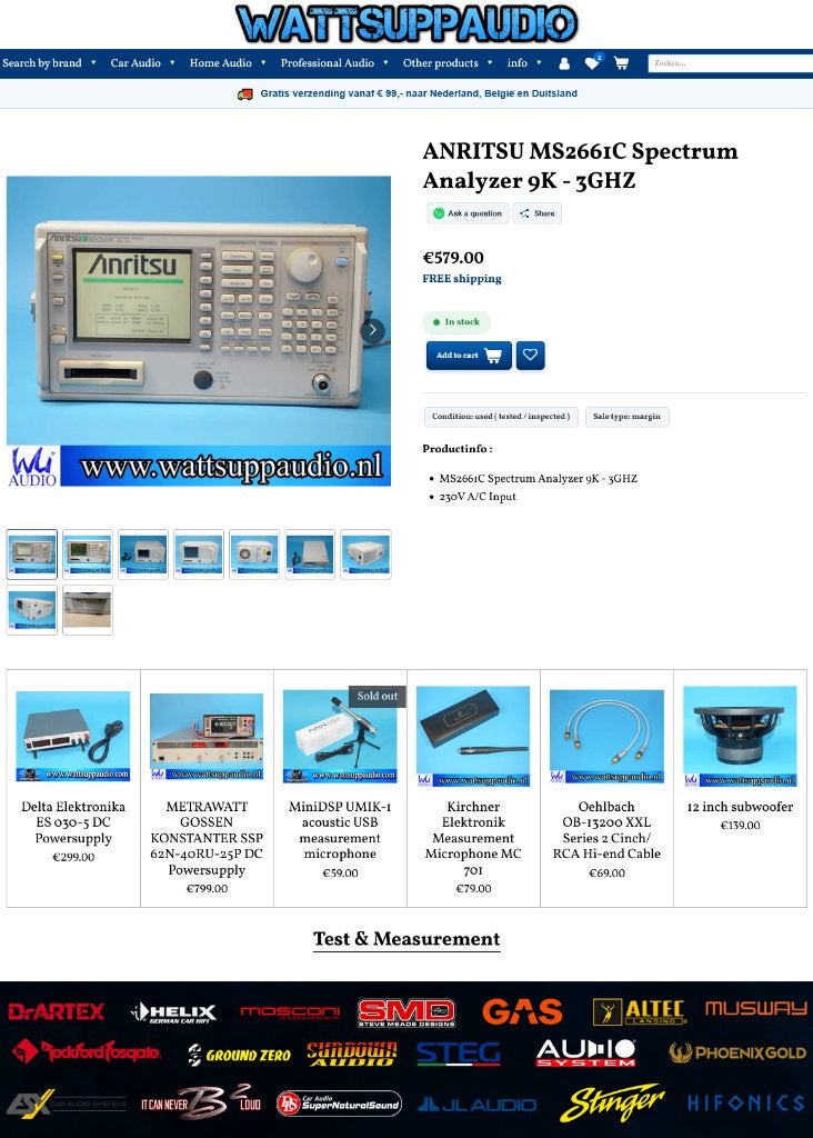 ANRITSU MS2661C Spectrum Analyzer 9K - 3GHZ, Gebruikt, Elektriciteit, Ophalen of Verzenden, .