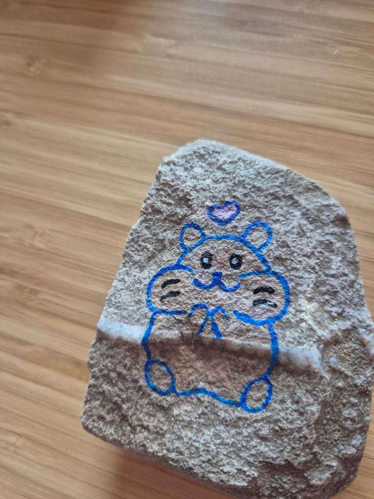Hamster steen / zelf gemaakt met watervaste stiften., Ophalen, Knutselwerk