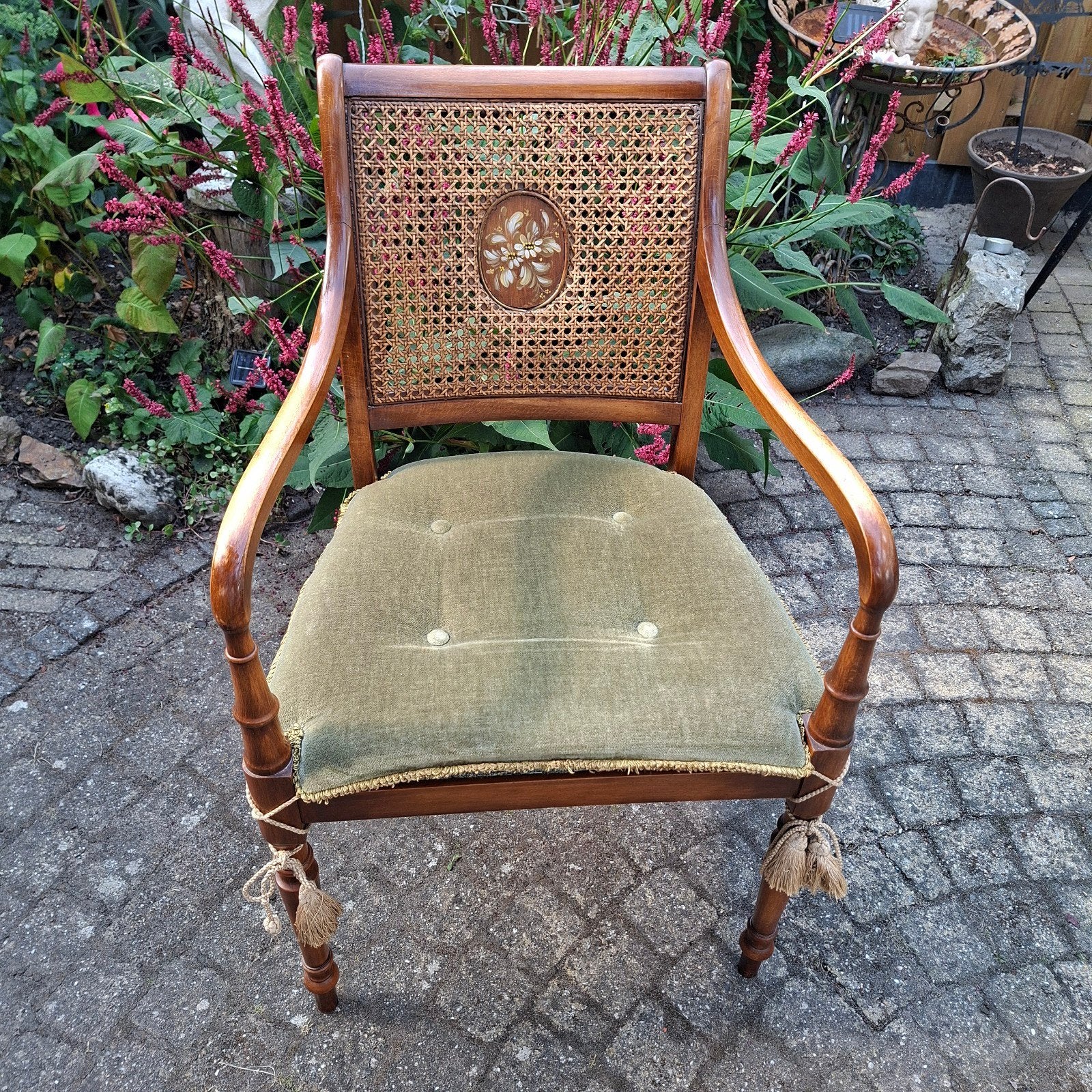 Antieke stoel met webbing, Ophalen of Verzenden