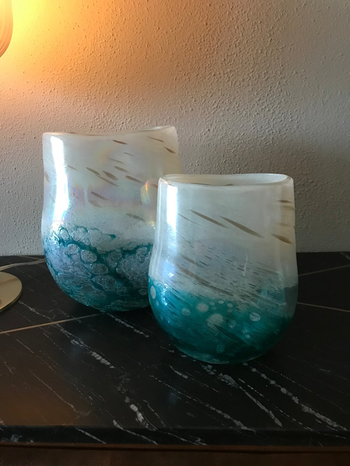 Twee pTMD vazen €35,00 dik glas, Ophalen of Verzenden, Zo goed als nieuw, Glas
