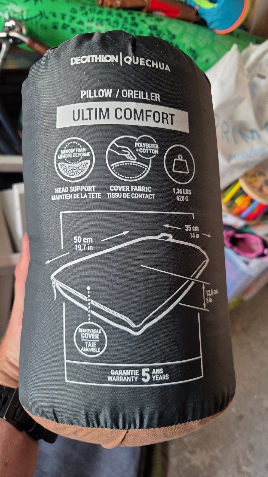 2x Quechua Ultim Comfort opblaasbaar schuim hoofdkussen, Ophalen of Verzenden, Zo goed als nieuw