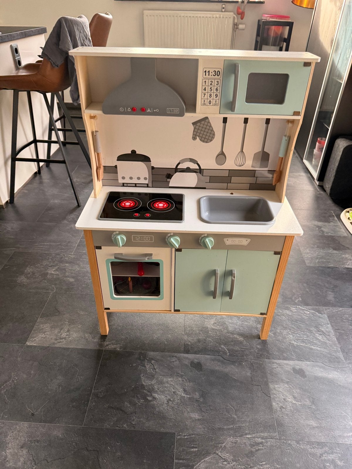 Houten kinderkeuken met accessoires, Ophalen, Gebruikt, Jongen of Meisje