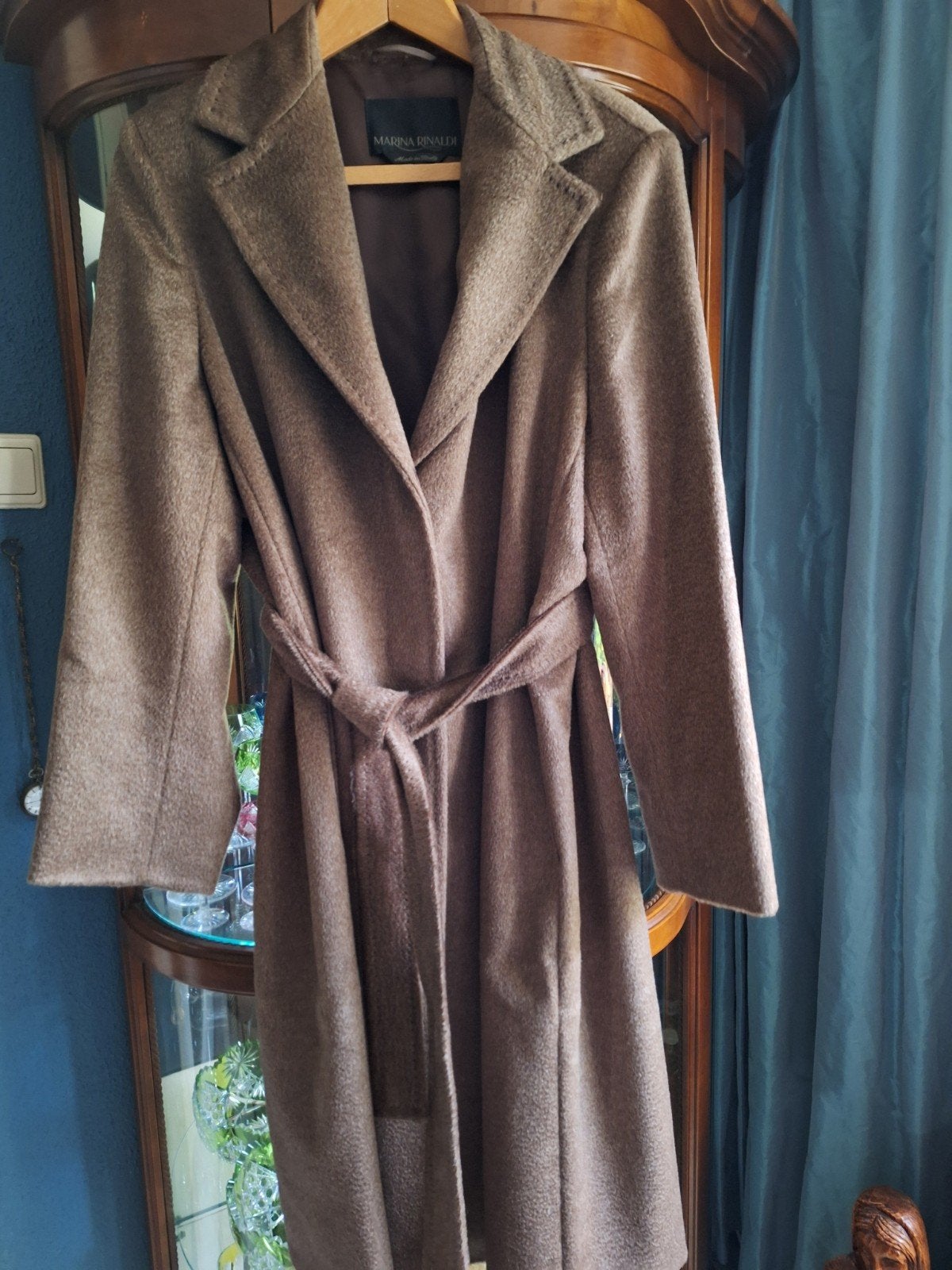 Marina Rinaldi Camel winterjas m25 Alpaca, Mohair , Wol, Beige, Maat 42/44 (L), Ophalen of Verzenden, Zo goed als nieuw