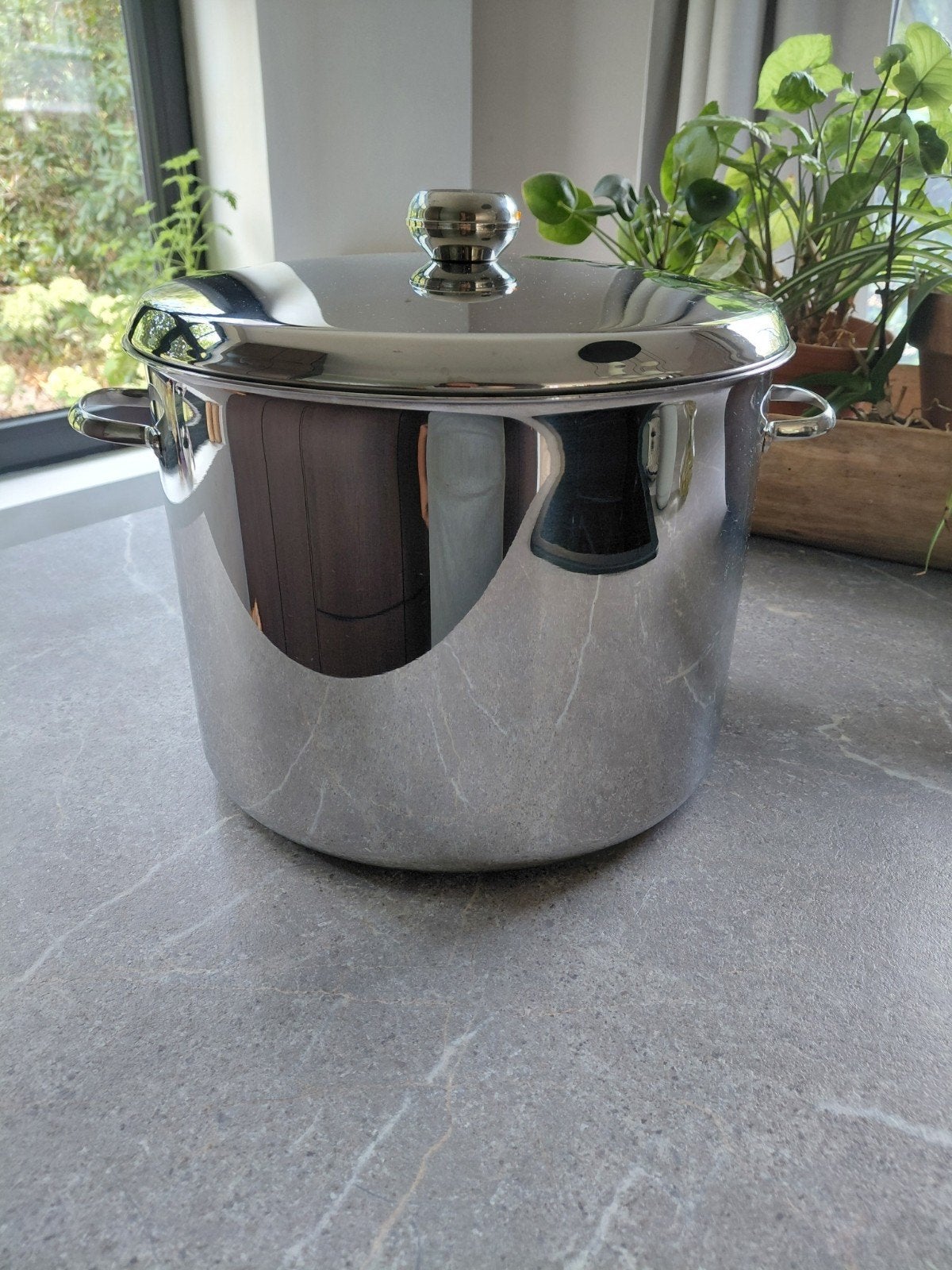Grote RVS Soeppan / Inkookpan - 14 Liter - Hoge Kwa, Huis en Inrichting, Met deksel, Ophalen of Verzenden, Zo goed als nieuw, Rvs
