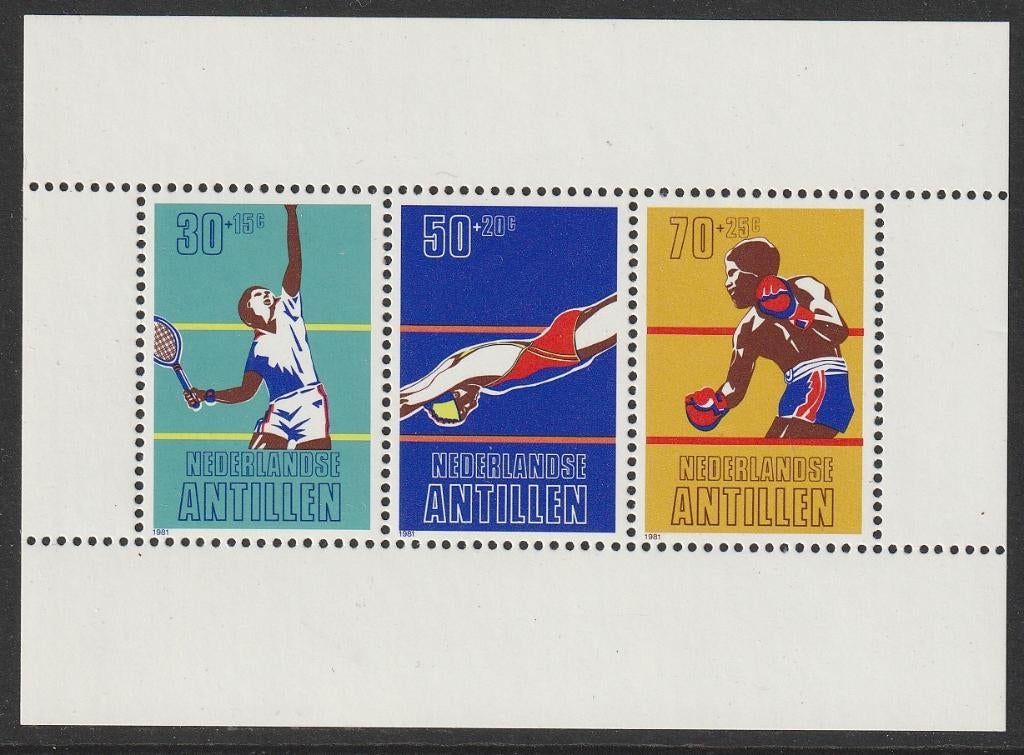 Antillen 1981 688 Sport-blok Tennis Zwemmen Boksen, Postfris, Ophalen of Verzenden, Postfris