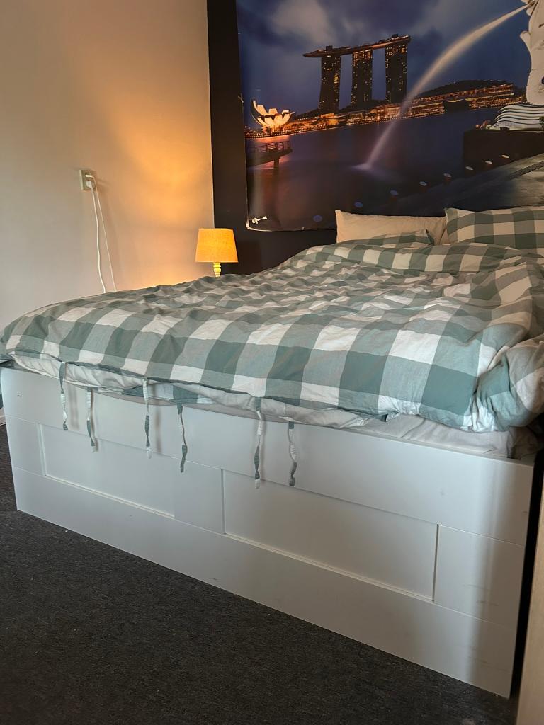 IKEA bed met opberglades, Ophalen, Gebruikt, Wit, 140 cm