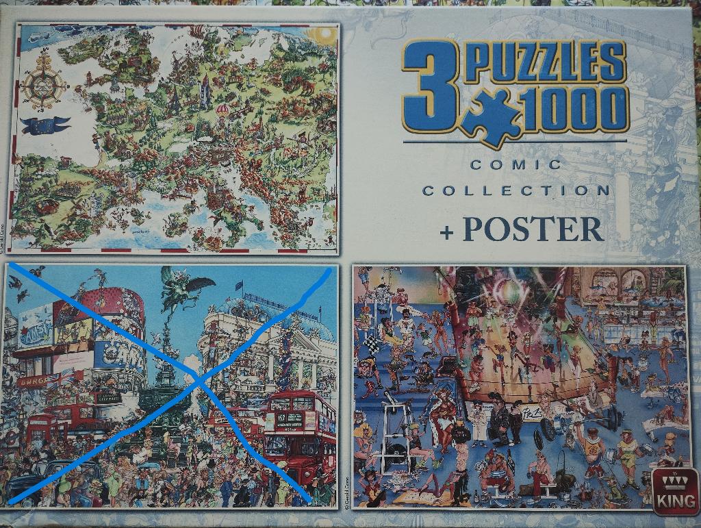 2 puzzels 1.000 stukjes - KING, Ophalen of Verzenden, 500 t/m 1500 stukjes, Zo goed als nieuw