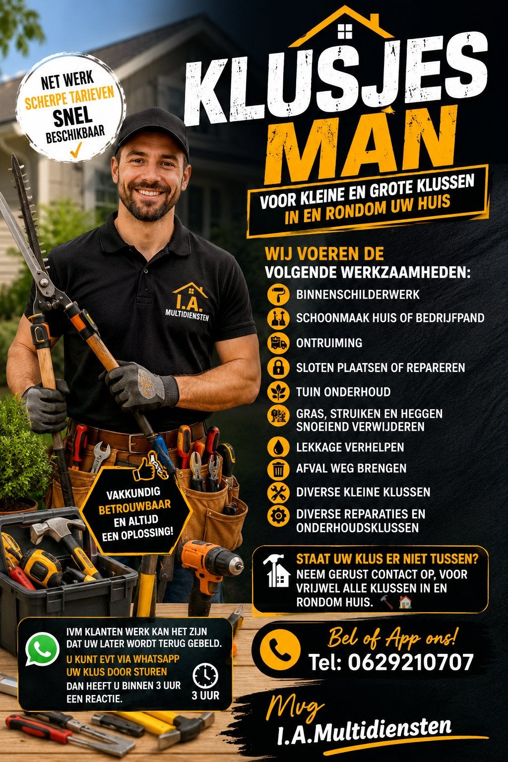 Klusjesman/Tuinman gezocht? Ik help u snel!