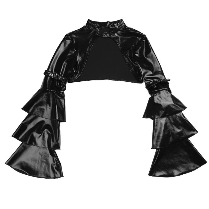 Zwarte leren bolero / dames vest gothic sexy steampunk, Kleding | Dames, Verzenden, Nieuw, Maat 38/40 (M), Zwart