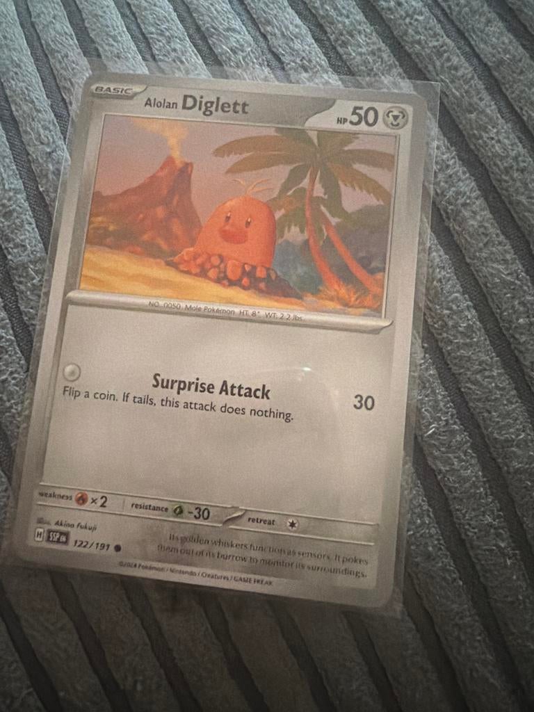 Alolan Diglett Pokémon Kaart - Basic, HP 50, Ophalen of Verzenden, Gebruikt, Losse kaart