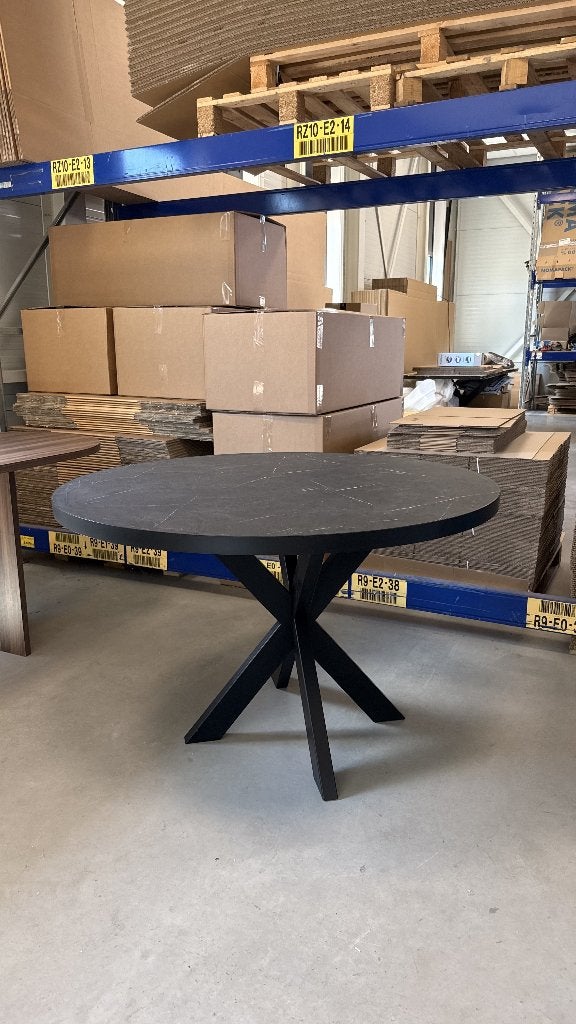 Eettafel rond zwart marmerlook 120cm Nieuw, Huis en Inrichting, Tafels | Eettafels, Rond, Nieuw, Vier personen, Zwart marmer staal