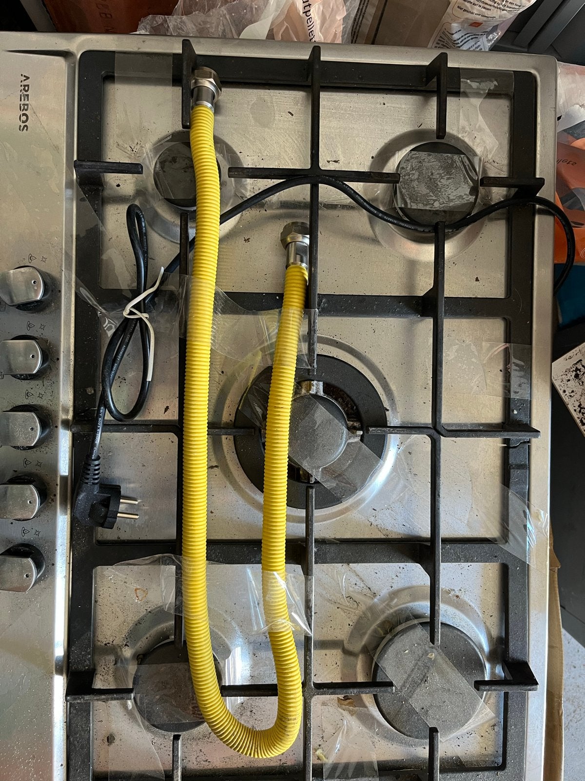 Arrebos gaskookplaat met wokbrander en butaan ombouwset, Ophalen, Gebruikt, Minder dan 85 cm, 4 kookzones