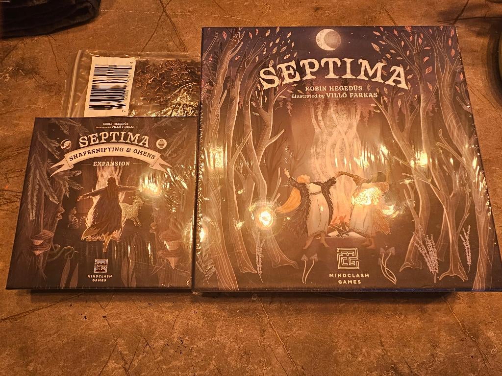 Septima bordspel met uitbreiding en metal coins, Ophalen of Verzenden, Nieuw, Mindclash Games