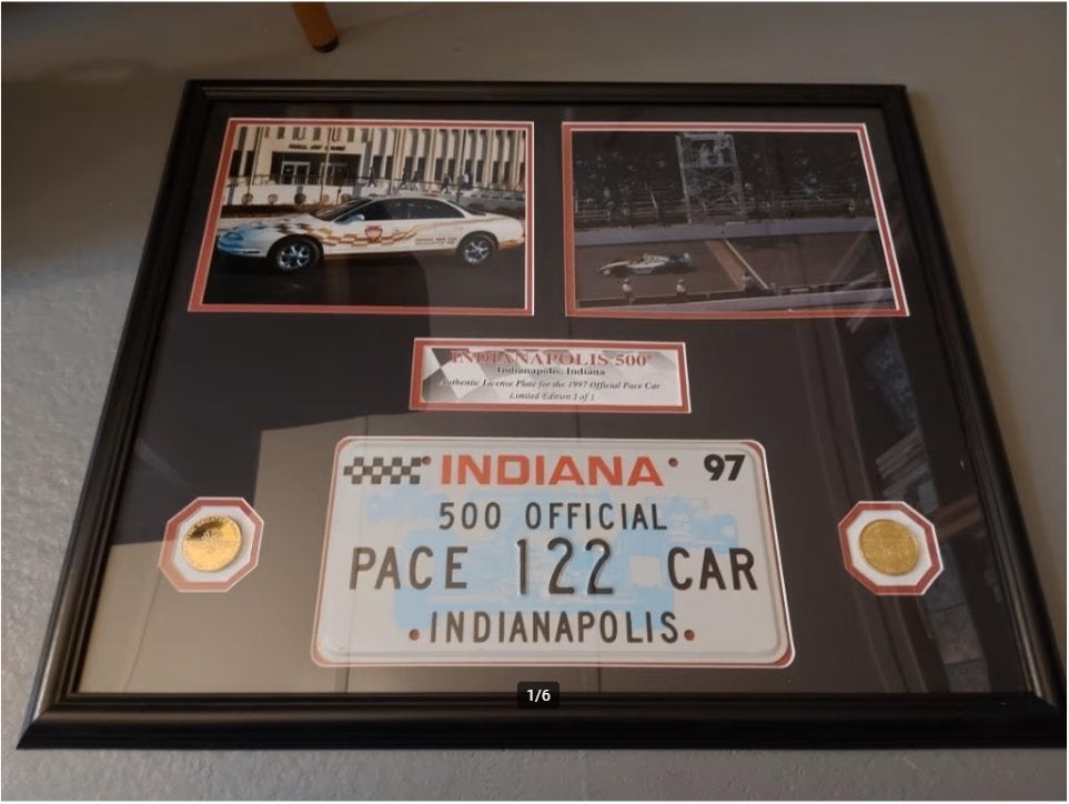 Indy 500 kenteken safetycar 1997, Verzamelen, Ophalen of Verzenden, Zo goed als nieuw, Overige sporten, Poster, Plaatje of Sticker