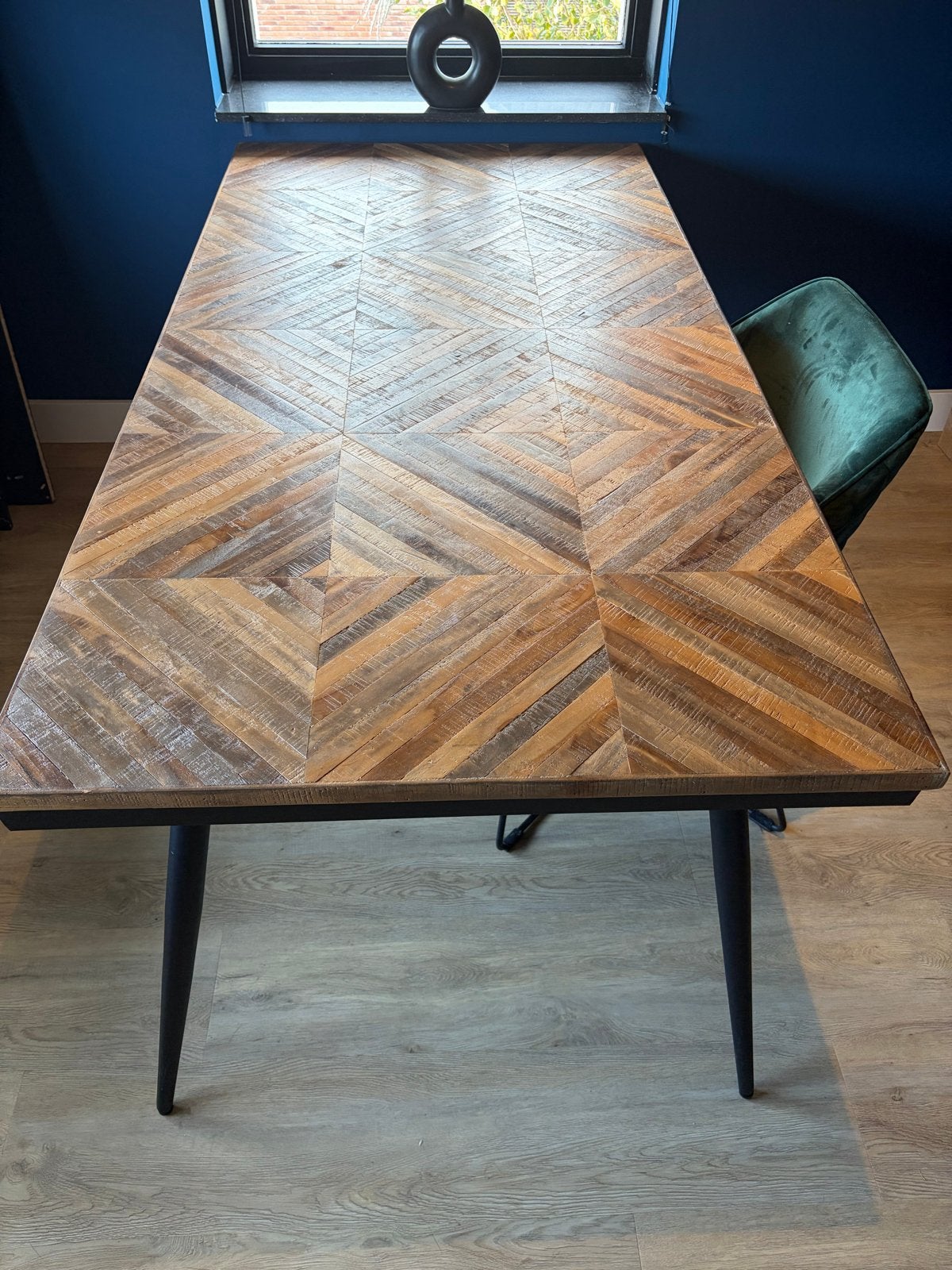 Woood Rhombic Eettafel Mangohout 180x90cm Z.G.A.N., Ophalen, 50 tot 100 cm, Zo goed als nieuw, 150 tot 200 cm