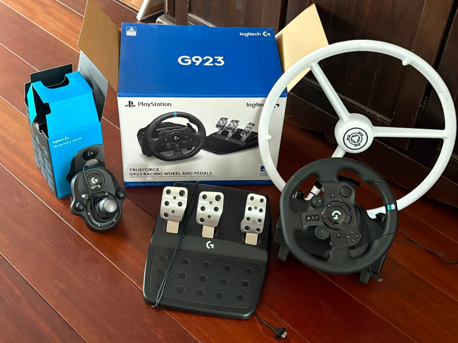 Logitech G923 Stuur + Shifter + 3D Geprint Stuur, Racestuur, Force feedback, Zo goed als nieuw, Logitech