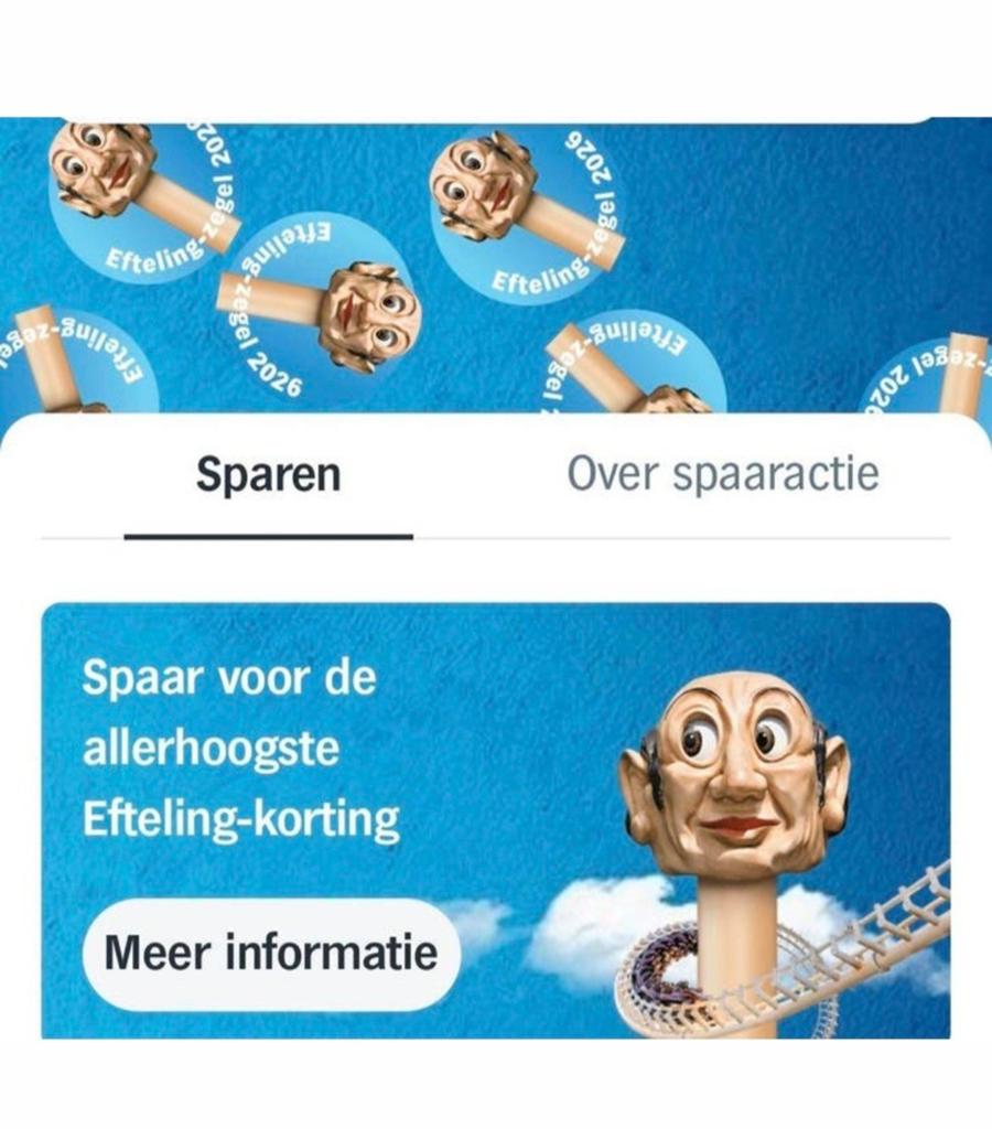 Efteling zegels van Albert Heijn, Eén persoon, Kortingskaart