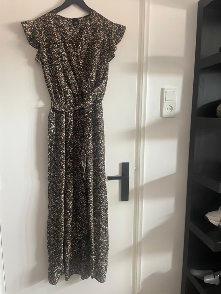 FOS Amsterdam Dames Jurk Lange Mouw Maat S Bloemenprint, Zwart, Ophalen of Verzenden, Maat 36 (S), Gedragen
