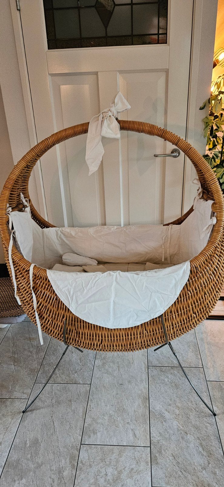 Rotan Wiegje met Matras en Beddengoed - Zo goed als nieuw, Ophalen, Zo goed als nieuw, Wieg