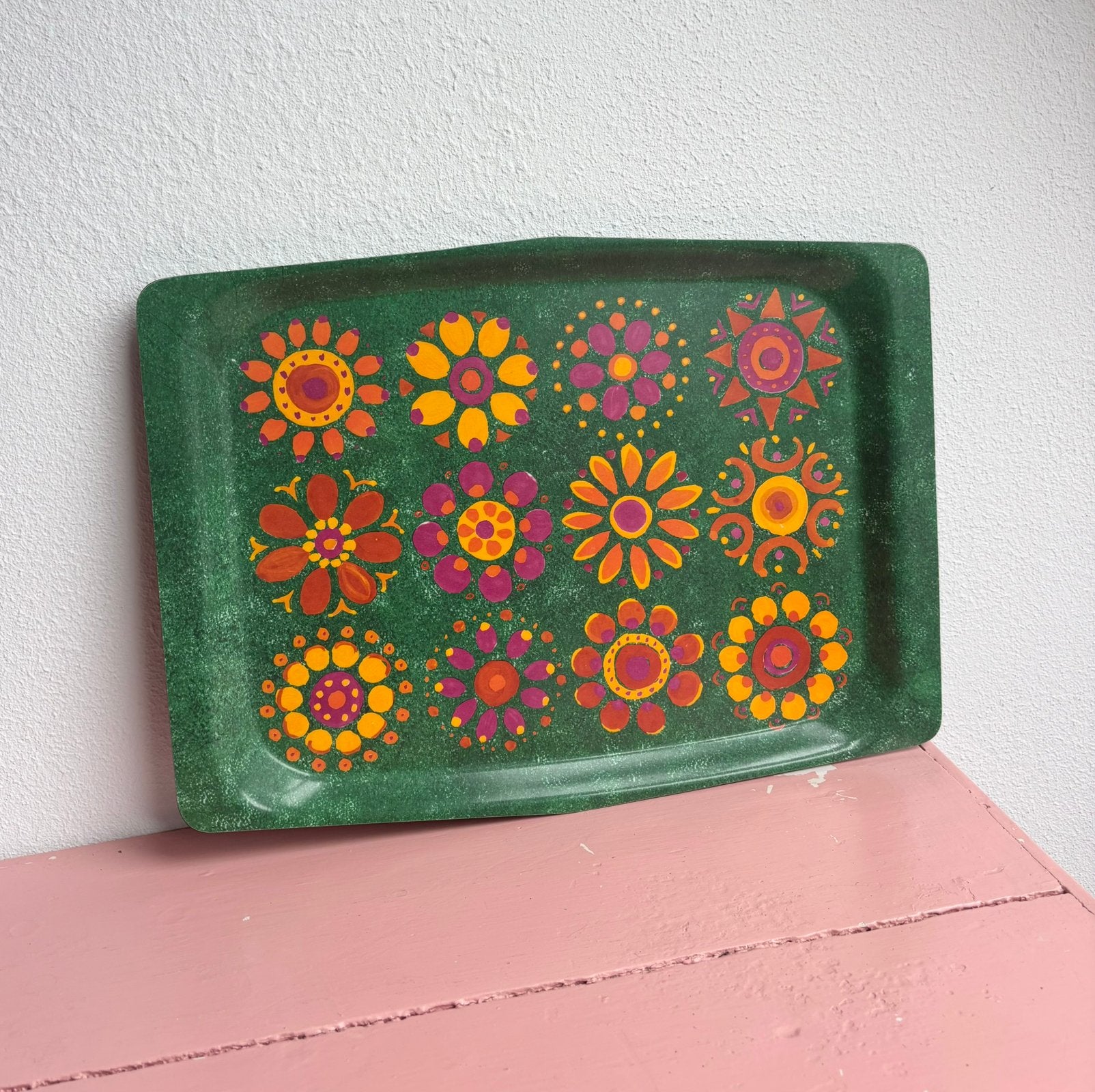 Vintage jaren '70 Dienblad – retro flower Power, Huis en Inrichting, Woonaccessoires | Dienbladen, Ophalen of Verzenden, Zo goed als nieuw